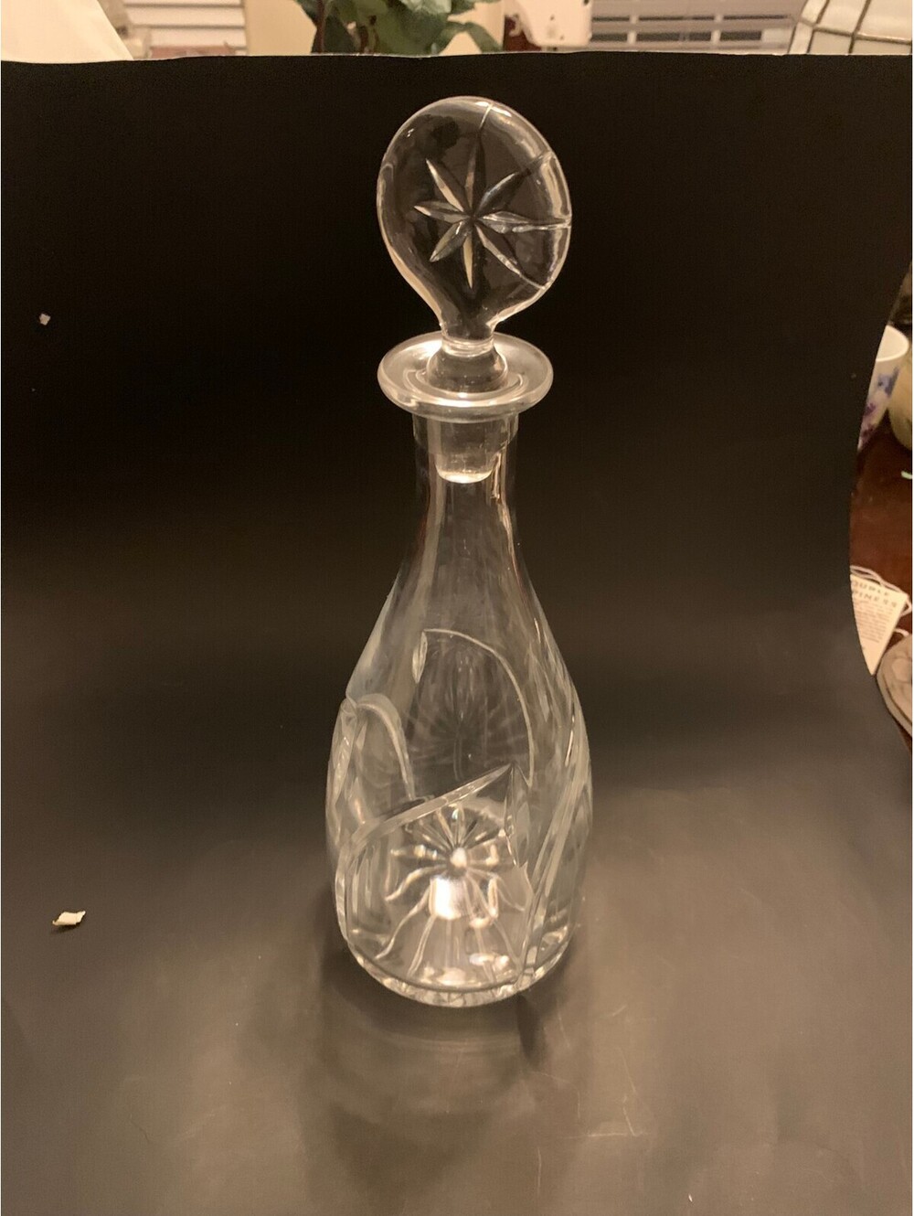 Vintage Cut Crystal Glass Decanter w/ Star Design